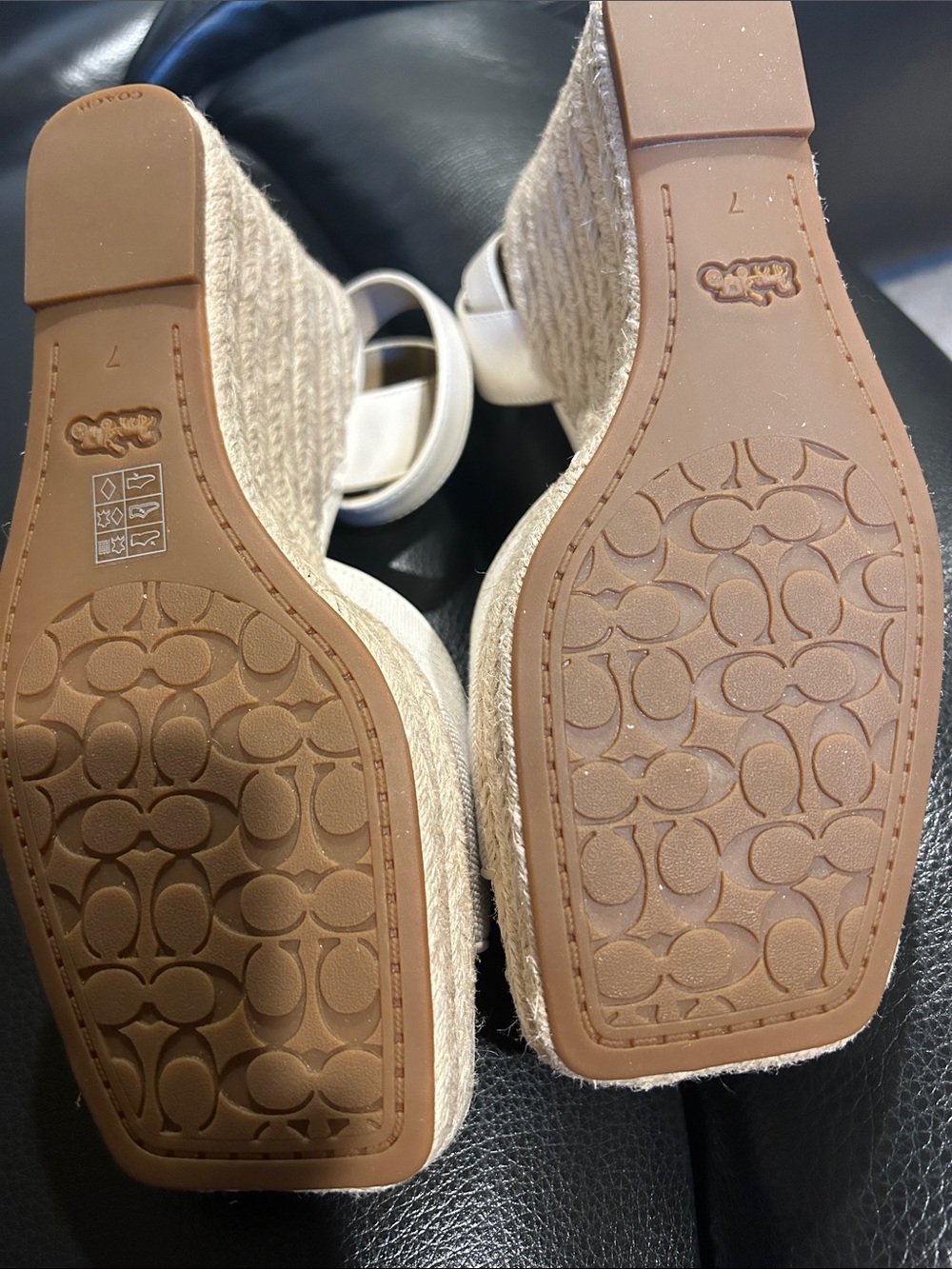 Coach Cream Espadrille Wedge Sandals with Ankle Strap - Picture 7 of 9